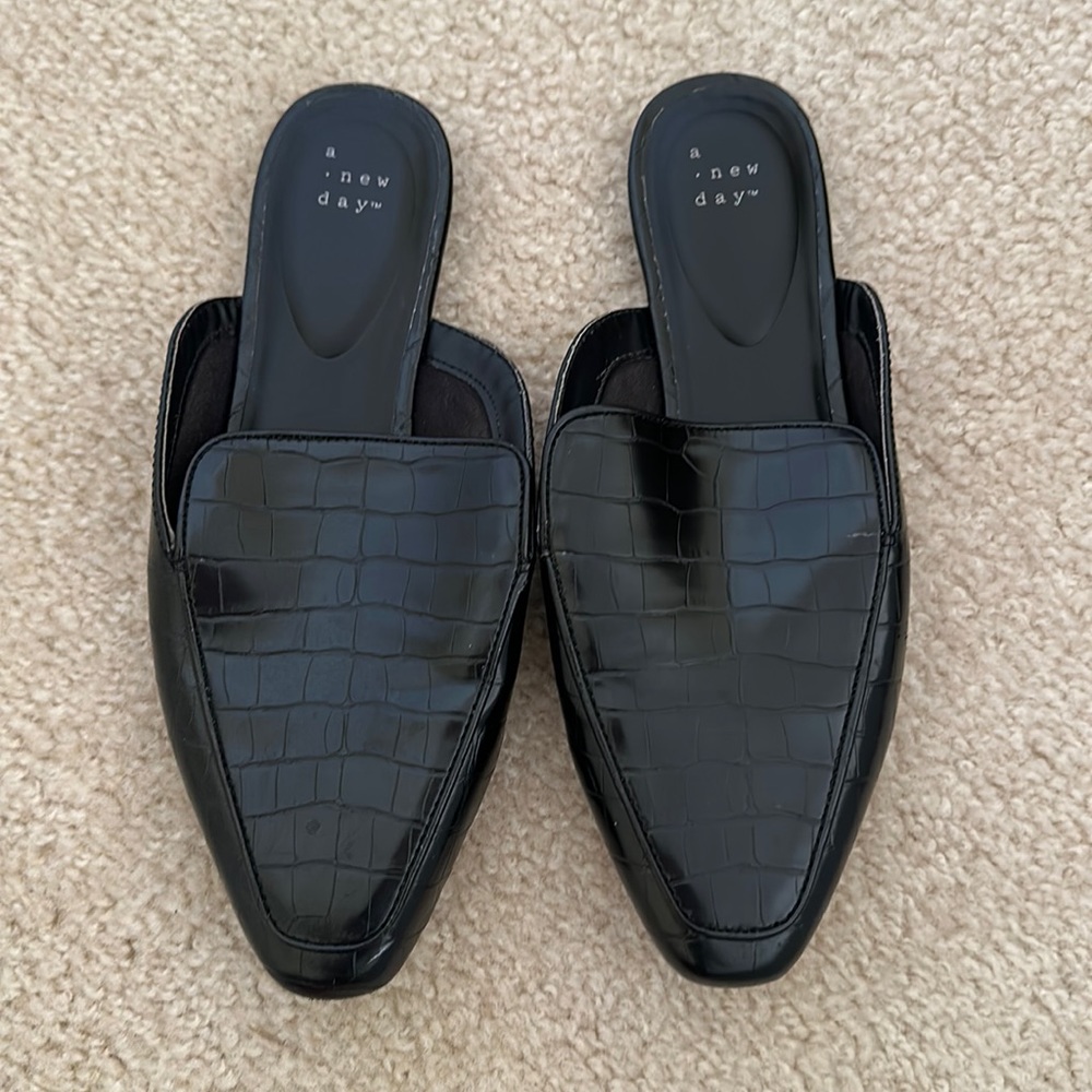 Black Snakeskin A New Day Mules